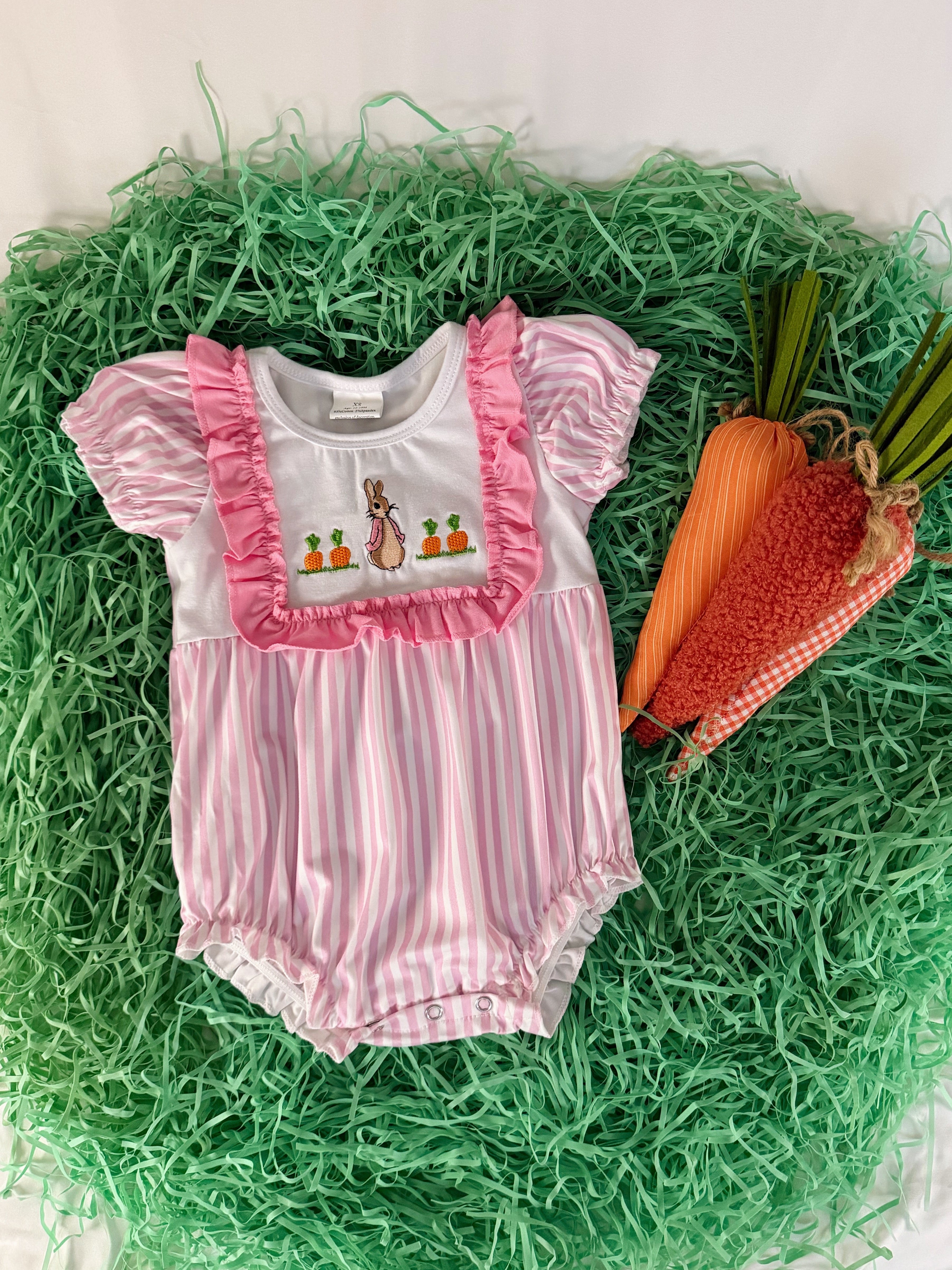 Pink Striped Peter Rabbit Easter Girl Bubble