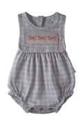 Blue Gingham Baby Girl Bow Bubble
