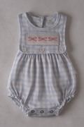 Blue Gingham Baby Girl Bow Bubble